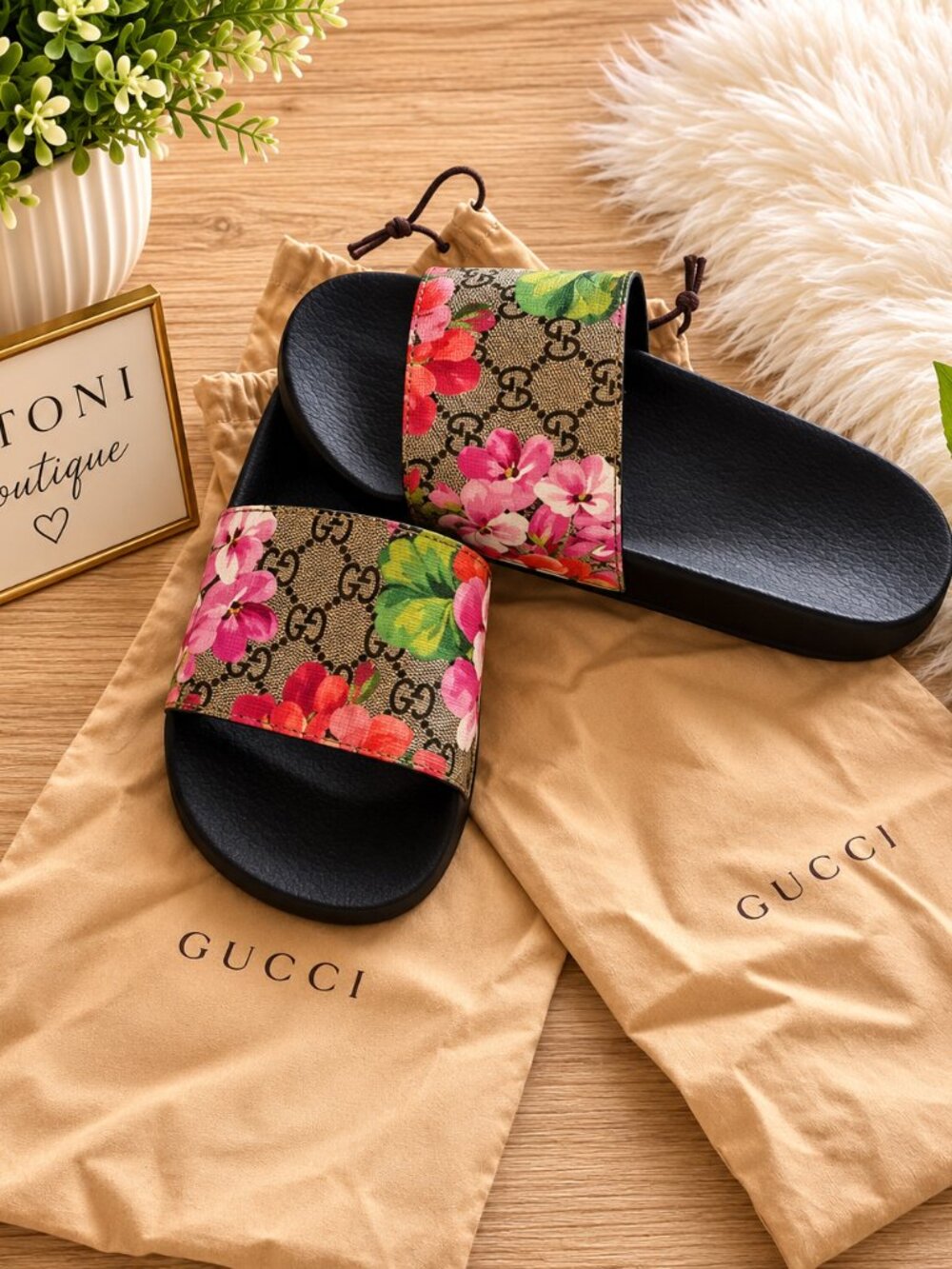Authentic Gucci GG Blooms Floral Slide Sandals | Women's Size 7 (EU 37) | Dust B - Picture 6 of 6